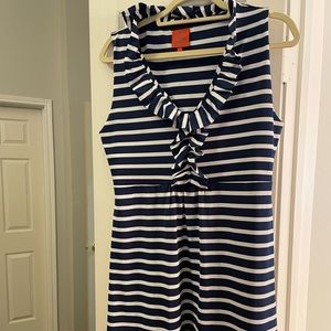 Navy with white stripe dress size M